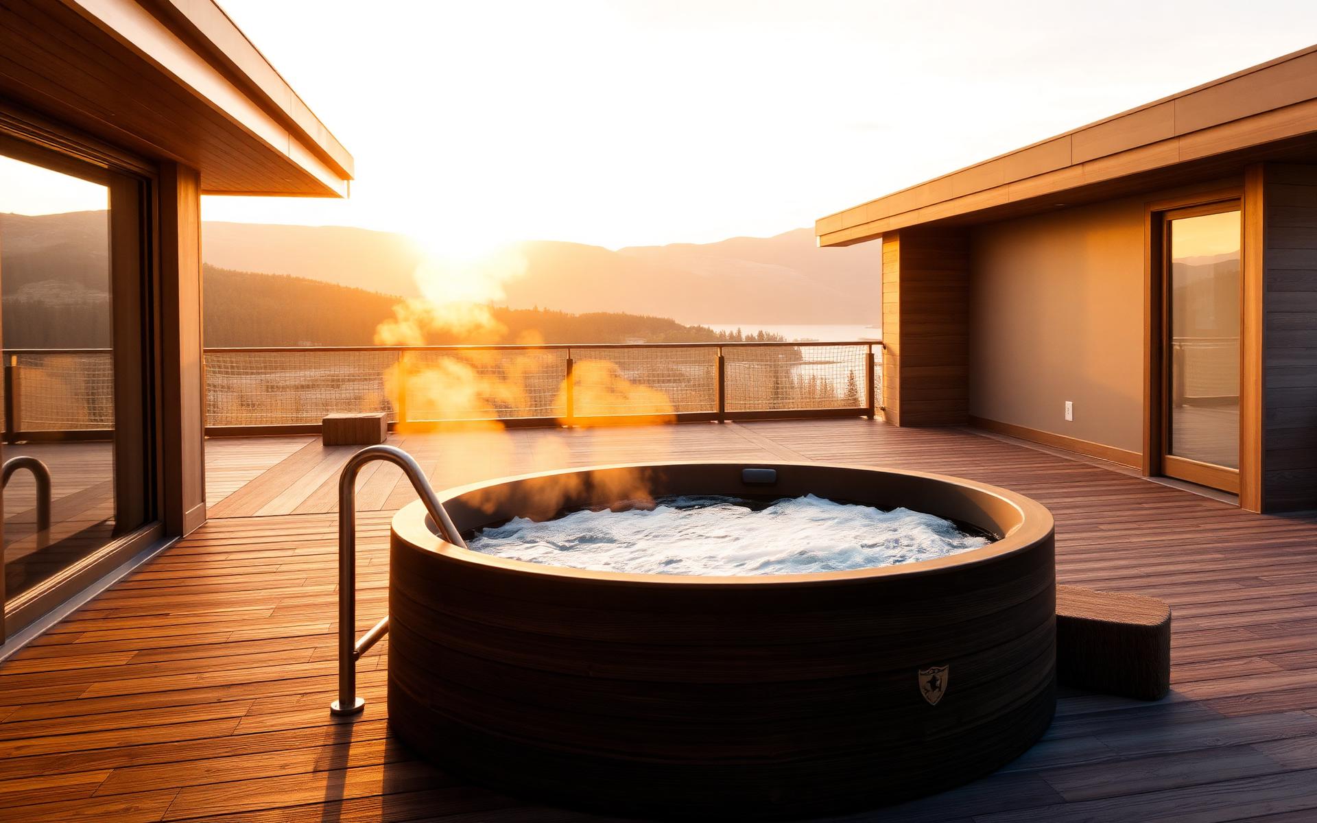 Spa au coucher du soleil